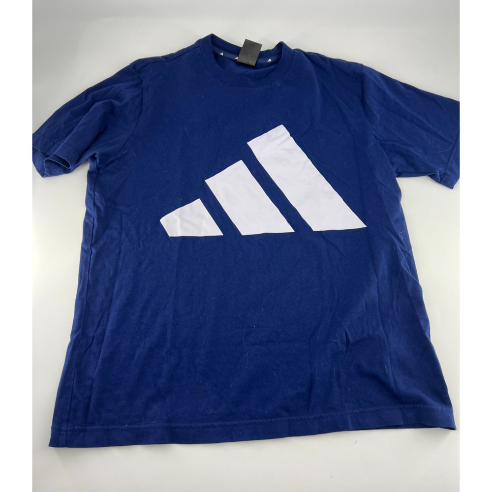Adidas Shirt Mens Med Navy Blue White Graphic Athletic Activewear Lounge Sports